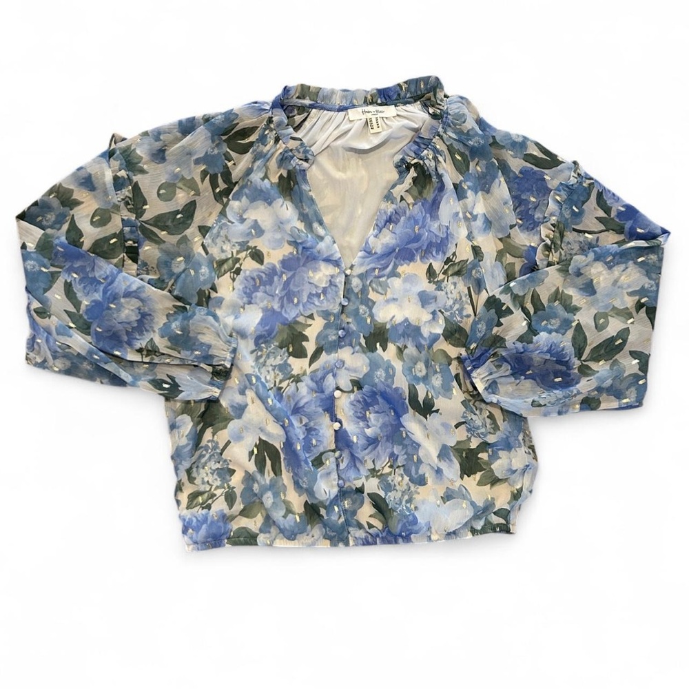 Haven + Blair Floral Blue Blouse
